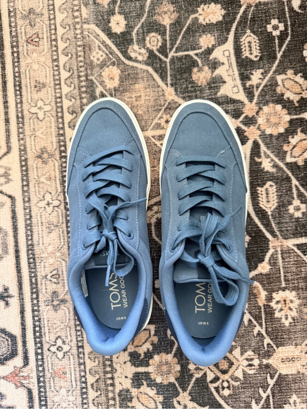 TOMS Men's Slate Blue Canvas Lace-Up Sneakers